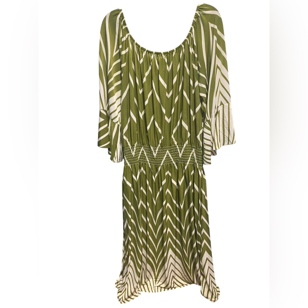 Green and White Chevron Women's Dress 3X